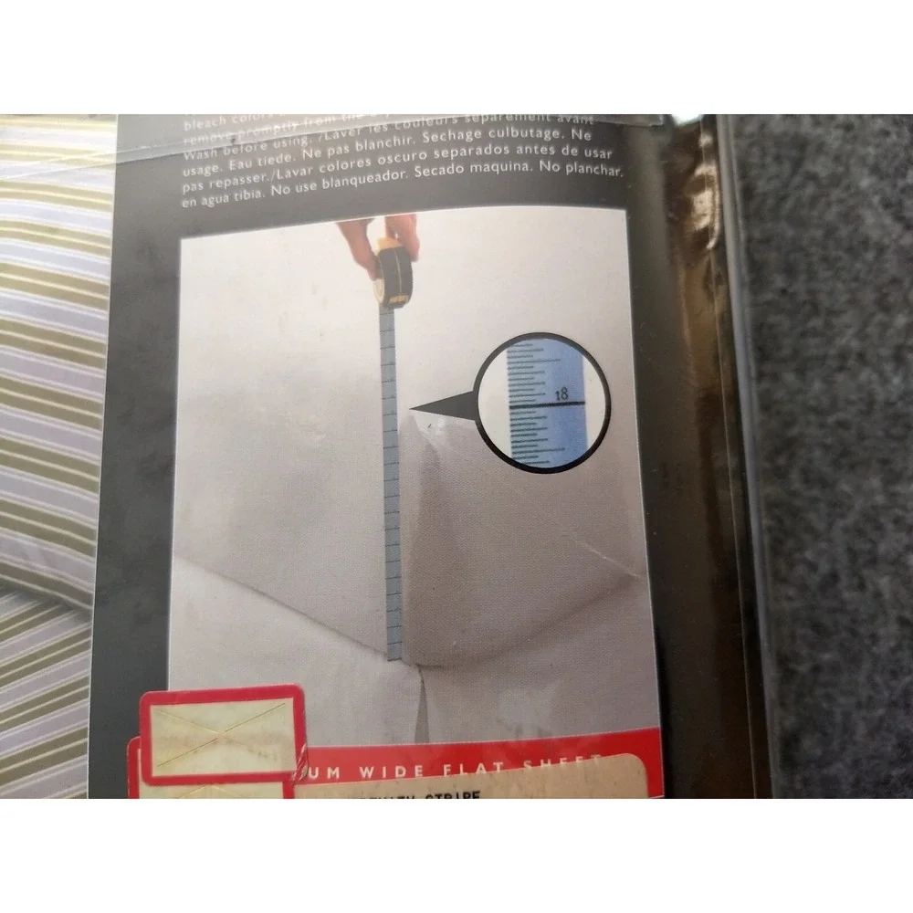 Martex King Premium‎ Wide Flat Sheet Serenity Stripe Soft Yellow Blue 300TC NOS